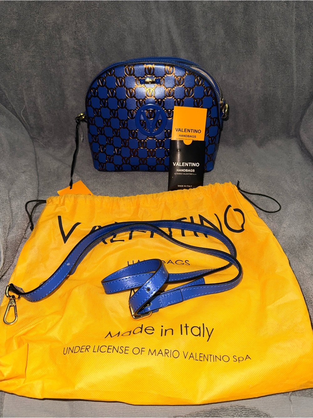 Valentino Blue Logo Dome Crossbody Bag. AUTHENTIC GUARANTEED